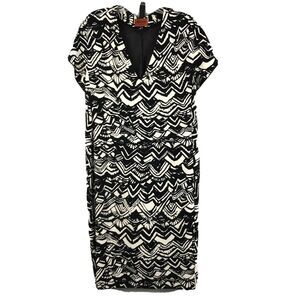 Missoni Shift Sheath Dress Size IT 46 Black White Print Belted Made in Italy